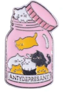 Pin przypinka metalowa do ubrania Koty Antydepresant 161