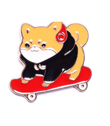 Pin przypinka metalowa do ubrania Pies Corgie na deskorolce 183