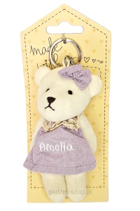 Brelok maskotka miś z imieniem Amelia