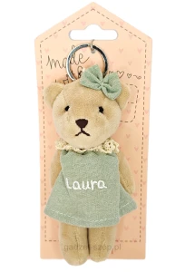 Brelok maskotka miś z imieniem Laura