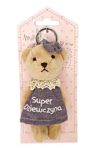 Brelok maskotka miś do kluczy Super dziewczyna
