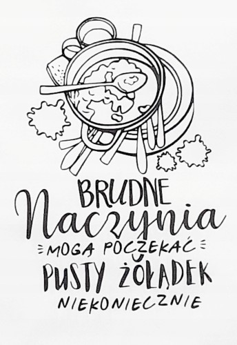 Ręcznik kuchenny z nadrukiem brudne naczynia mogą poczekać