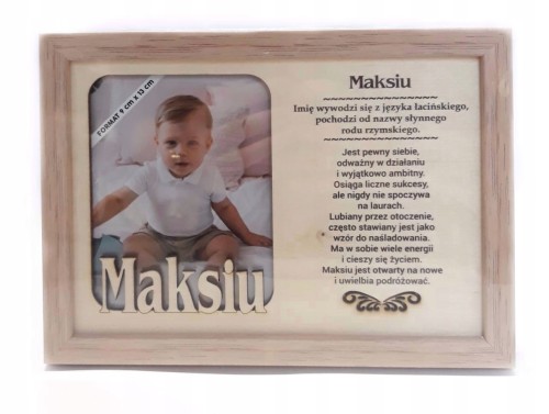 Ramka zdjęcie z grawerem imienia i opisem Maks