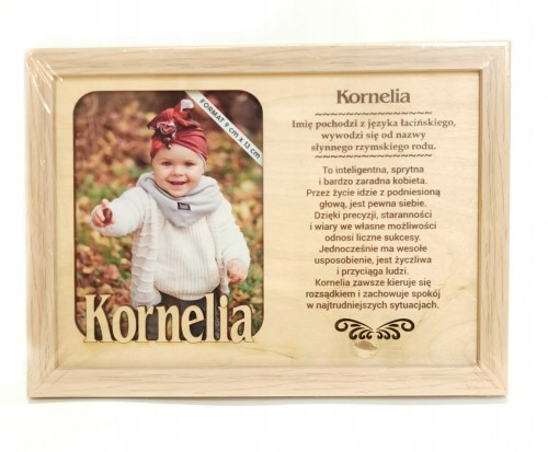 ramka na zdjęcie z imieniem i opisem imienia Kornelia