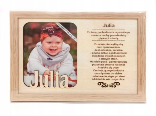 ramka na zdjęcie z imieniem i opisem Julia