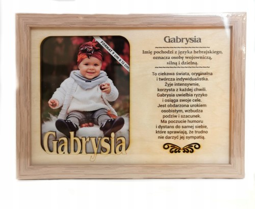 ramka z grawerem imienia Gabrysia na prezent dla dziecka