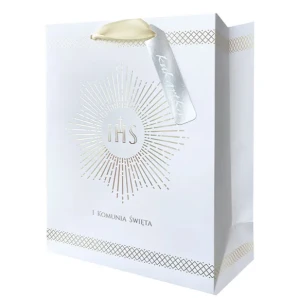 Torba prezentowa rozmiar L torebka  IHS I Komunia Święta 