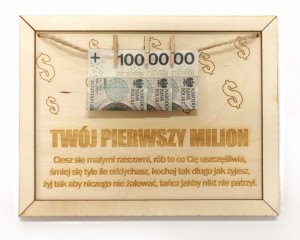Twój pierwszy milion tabliczka na pieniądze gadżet