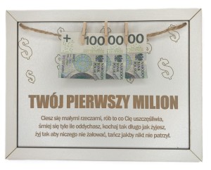 Twój pierwszy milion BIAŁA tabliczka na pieniądze gadżet