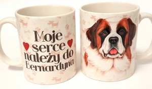 Kubek z pupilem pies rasy BERNARDYN prezent UPOMINEK kubek z psem
