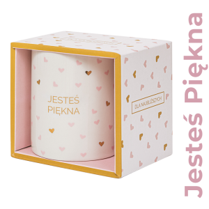 Pastelowy kubek z napisem Jesteś piękna