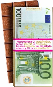 Czekolada 100 EURO na prezent słodki upominek CZEKOLADA ZAMIAST KASY 