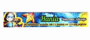 Zakładka do książki z imieniem Hania