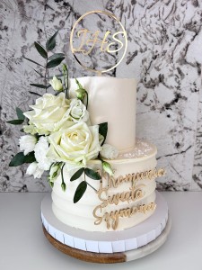 Topper na tort złota obrącz z napisem IHS  topper na komunię