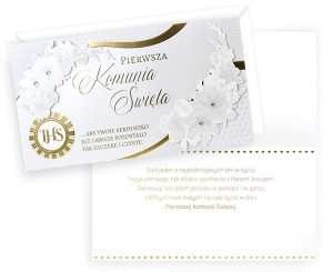 Pamiątka z okazji I komunii z życzeniami na prezent dla dziewczynki 292
