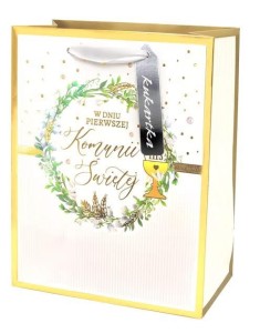 Torba prezentowa M KOMUNIA torebka komunijna z wianuszkiem